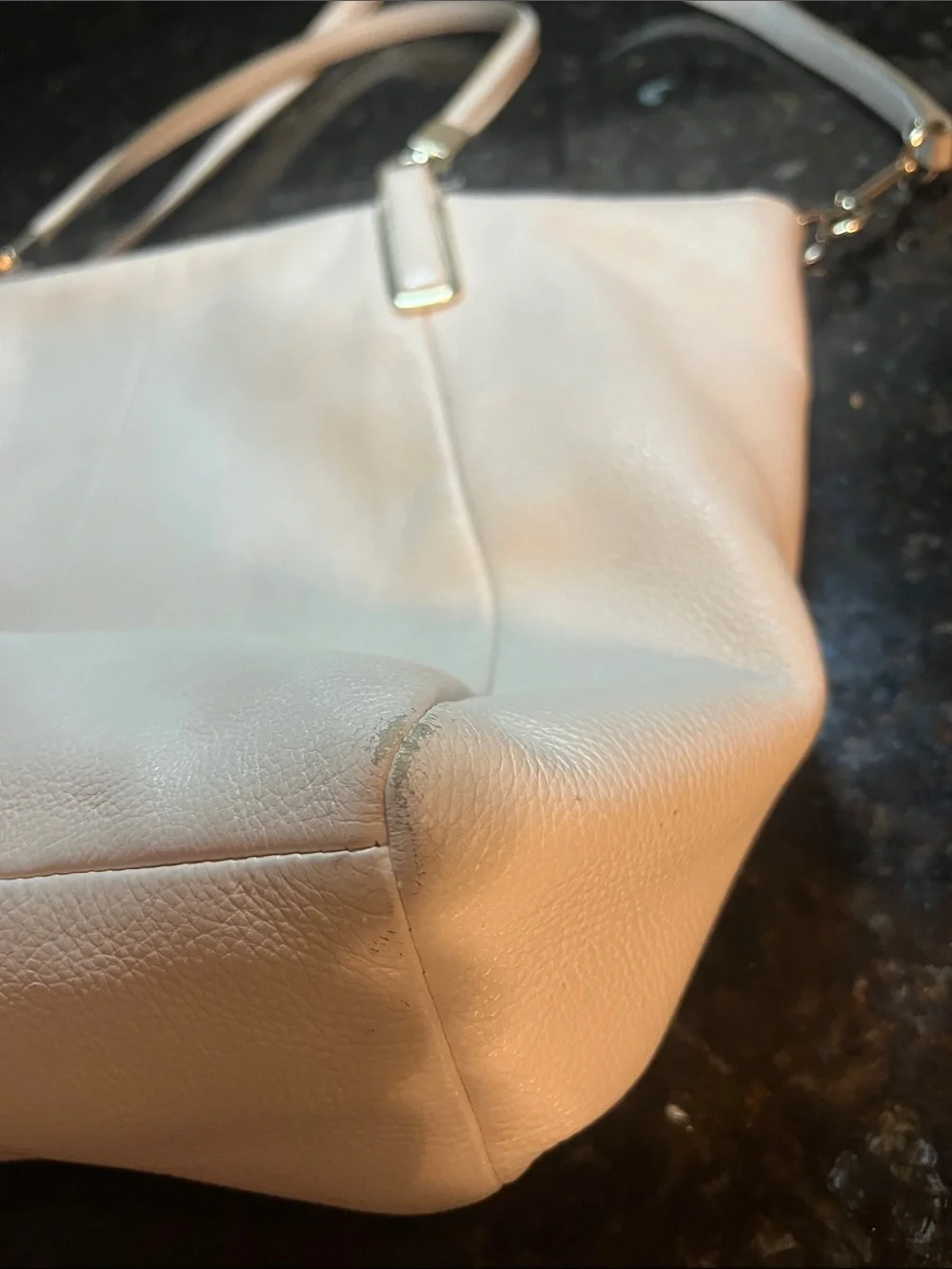 Coach White Pebbled Leather Tote with Removable Strap